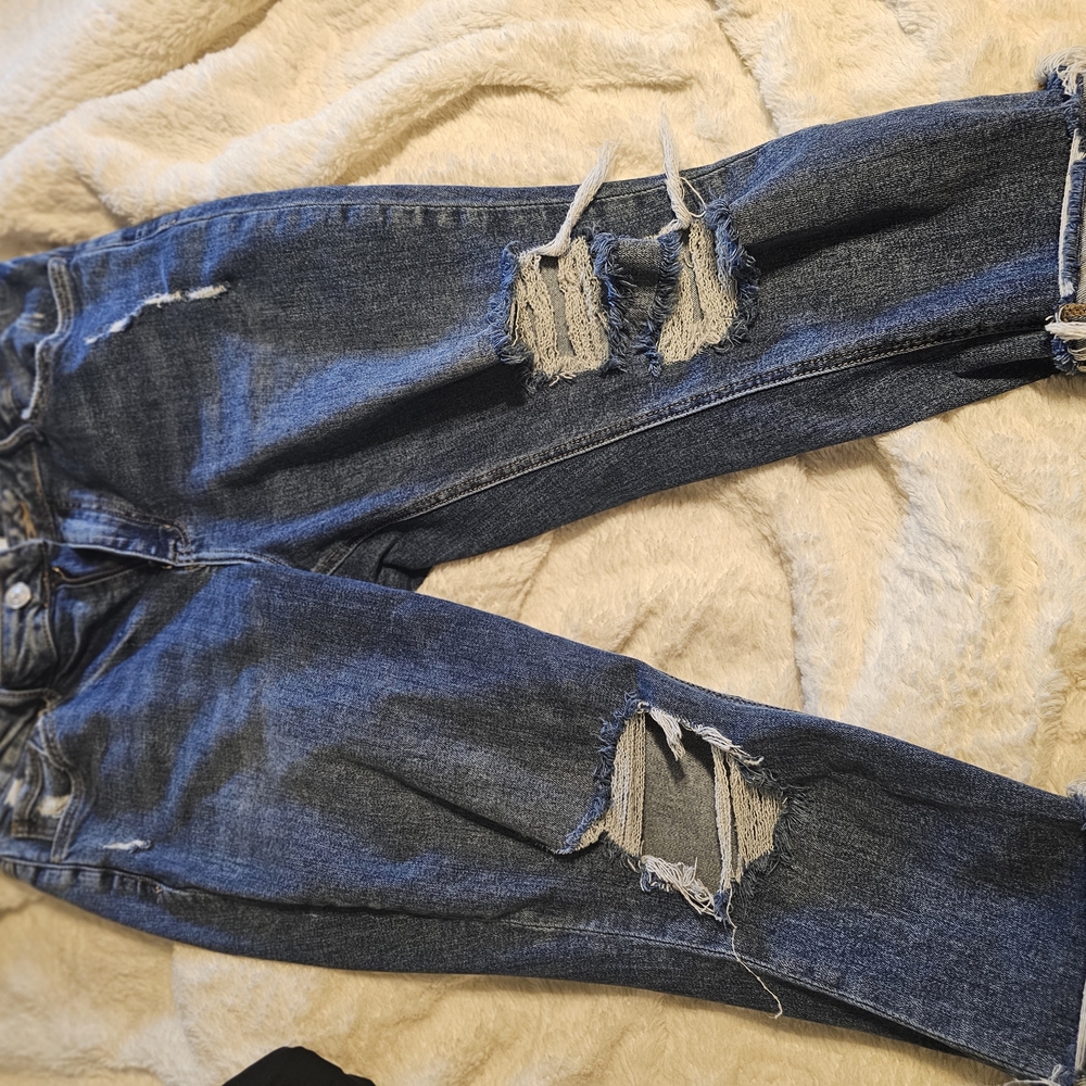 Distressed Blue Jeans Tummy Control - Picture 2 of 6